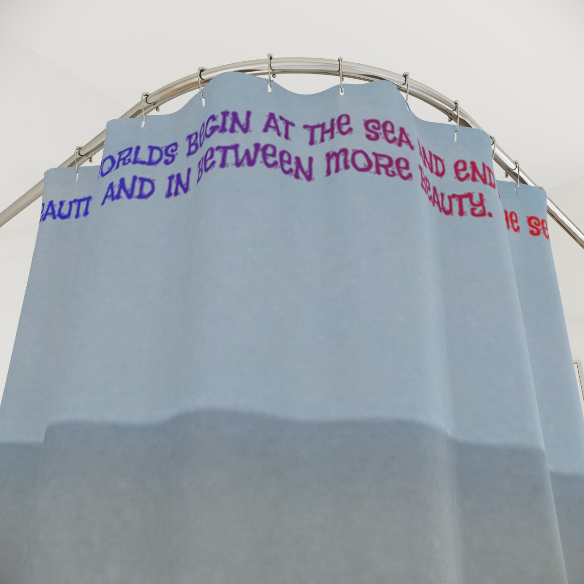 Inspirational Quote Blue Shower Curtain for Elegant Bathroom