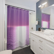 Gradient Purple Ocean View Bathroom Curtain