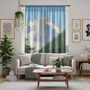 Mount Hood Window Curtain, Scenic Landscape Drapes, Mountain View Home Decor, Nature Inspired Curtain Panel, Forest Scene Window Treatment