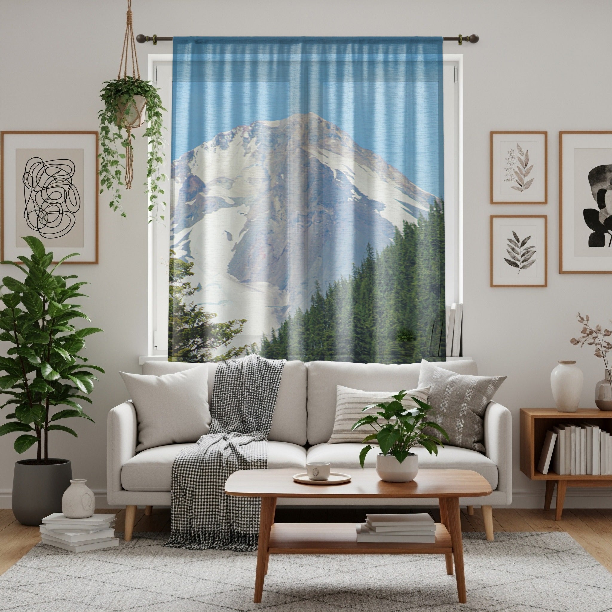 Mount Hood Window Curtain, Scenic Landscape Drapes, Mountain View Home Decor, Nature Inspired Curtain Panel, Forest Scene Window Treatment