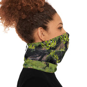 Nature-Inspired Neck Gaiter Featuring Green Foliage Design