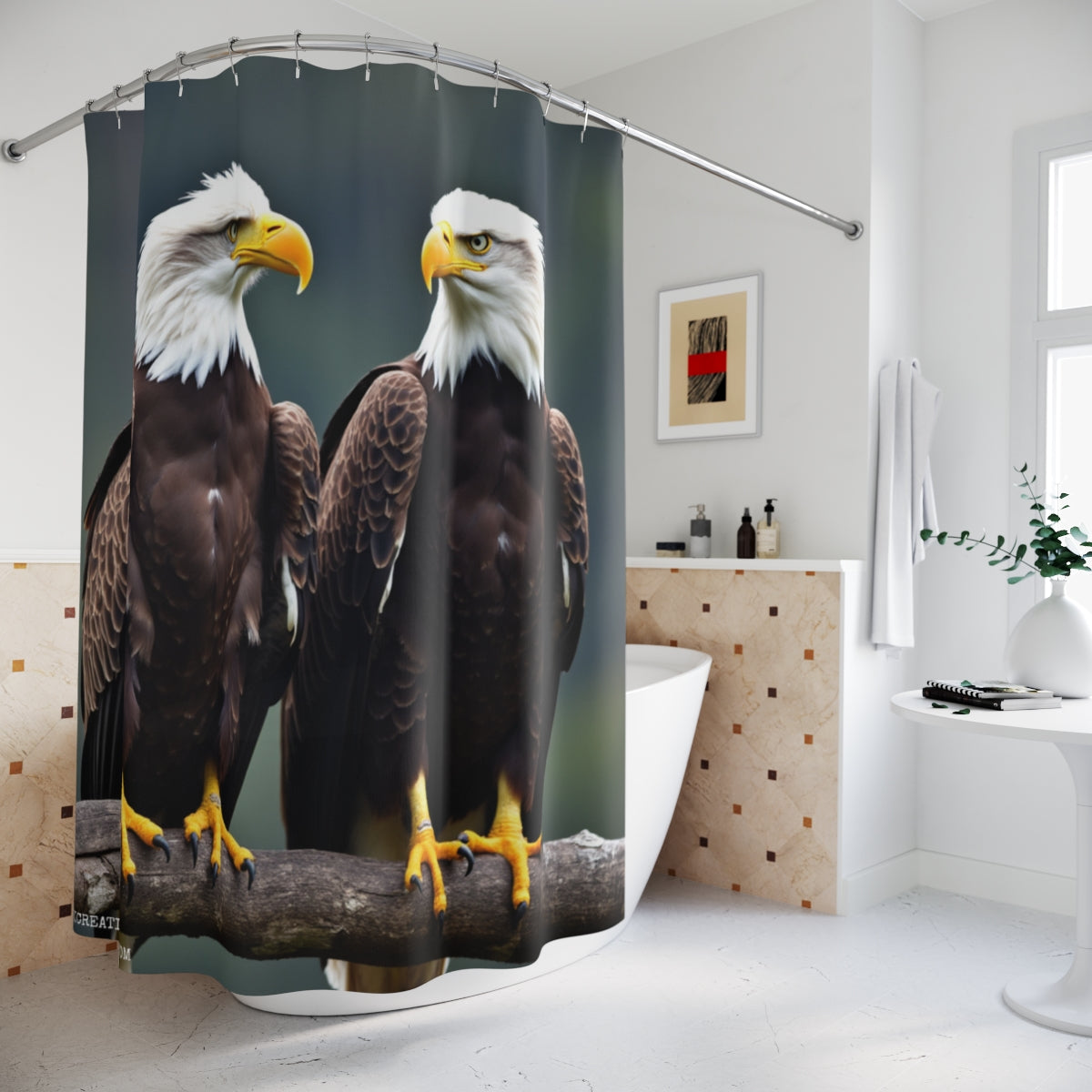 Bald Eagles Decor Shower Curtain for Nature Lovers