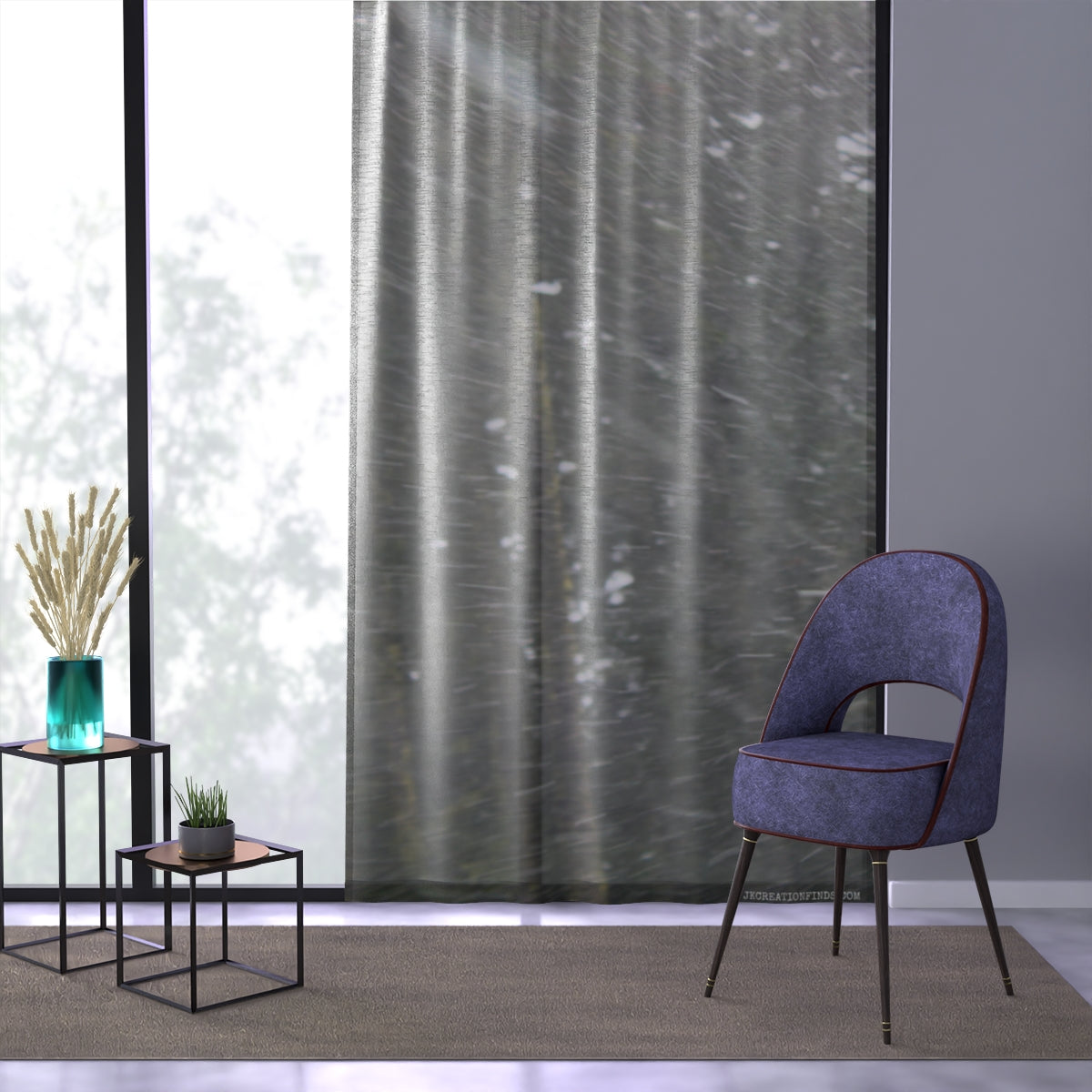 Snowfall Window Curtain, Winter Scene, Abstract Landscape, Nature Photography, Home Decor, Cozy Living, Stylish Drapes, Unique Gift