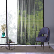 Evergreen Forest Window Curtain, Pine Tree Landscape Curtains, Nature Inspired Window Covering, Meadow and Tree Room Decor