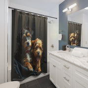 Cute Dogs Print Shower Curtain for Bathroom Decor