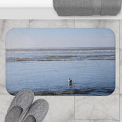 Coastal Ocean Scene with Seagull Bath Mat