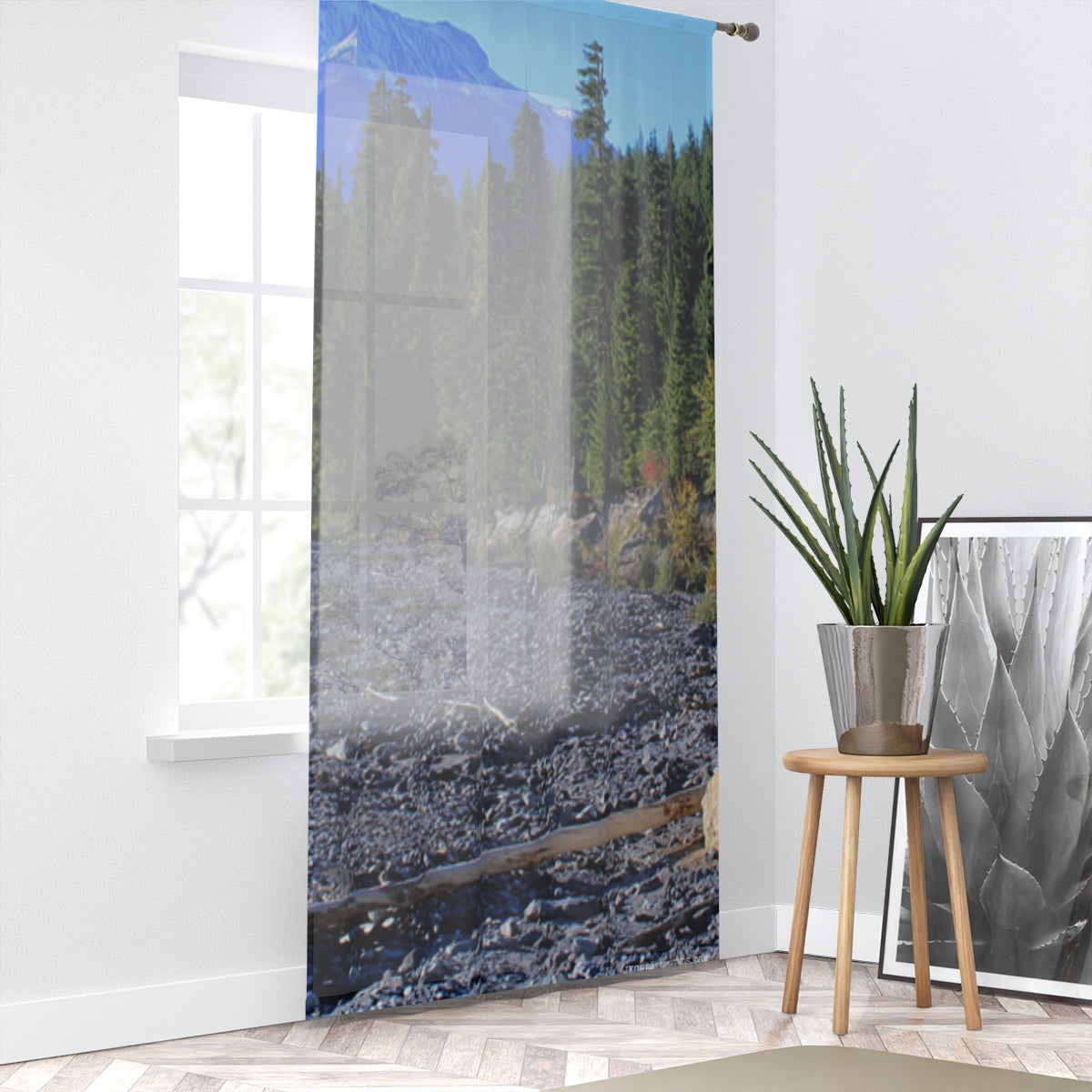 Mountain View Window Curtain, Evergreen Forest Curtains, Nature Inspired Window Decor, Scenic Landscape Drapes, Mountain Range Home Decor