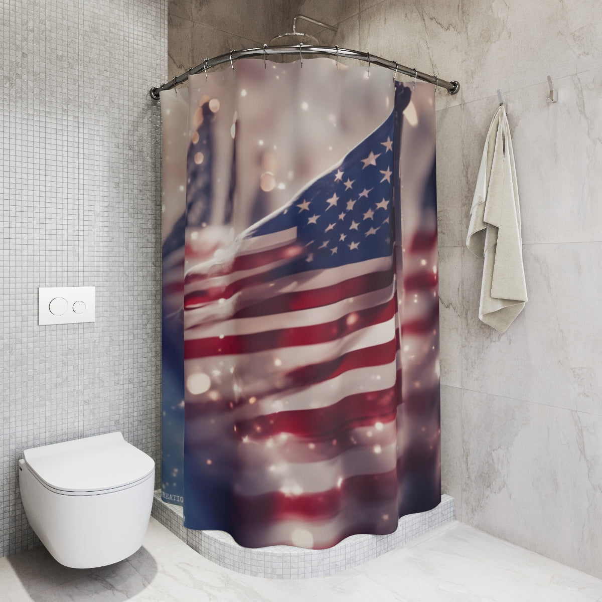 American Flag Design Shower Curtain for Bathroom Decor