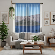 Scenic Lake and Mountain View Sheer Curtain Panel