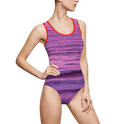 Purple and Pink Sunset Waves One-Piece Swimsuit