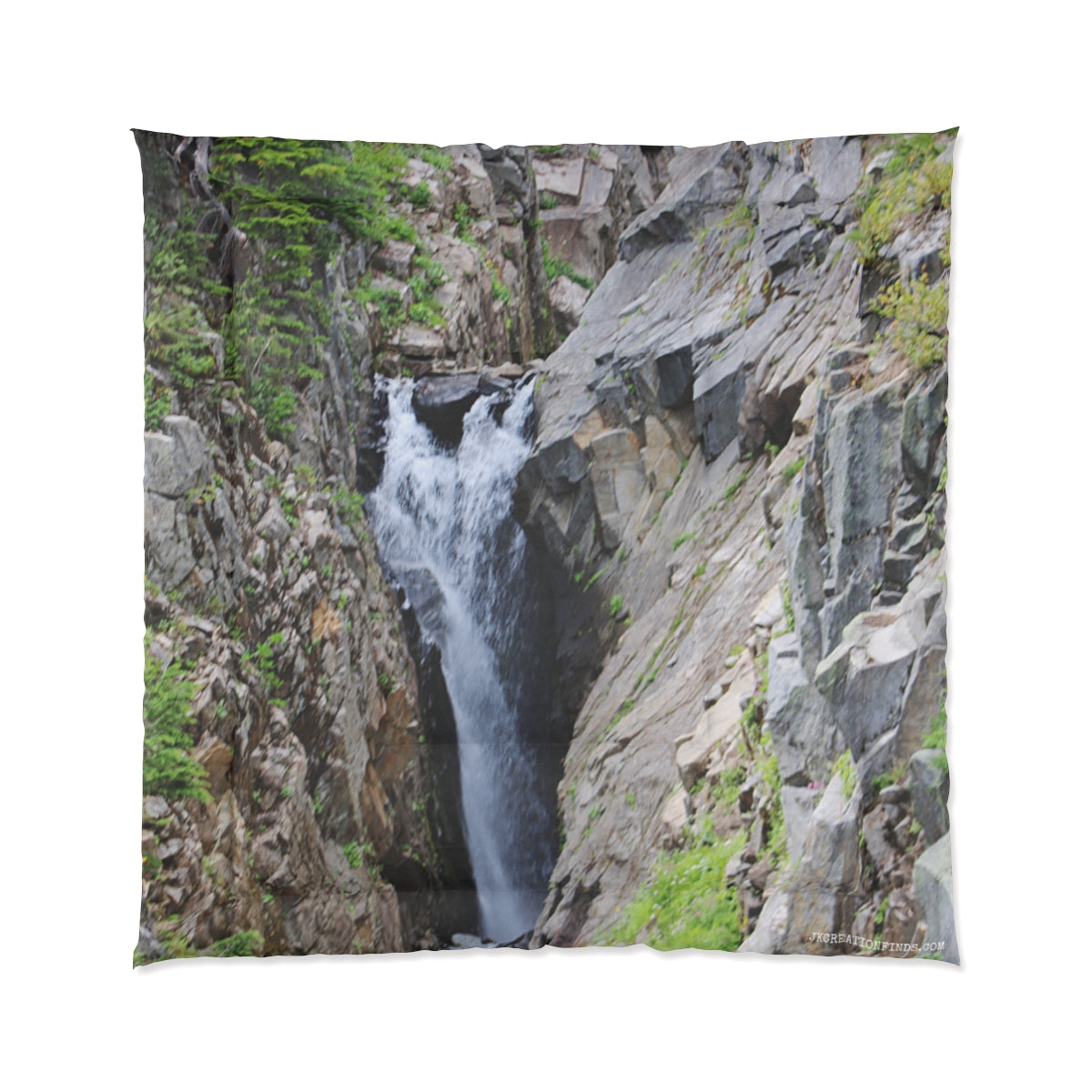 Majestic Waterfall Among Rocky Cliffs Art Product