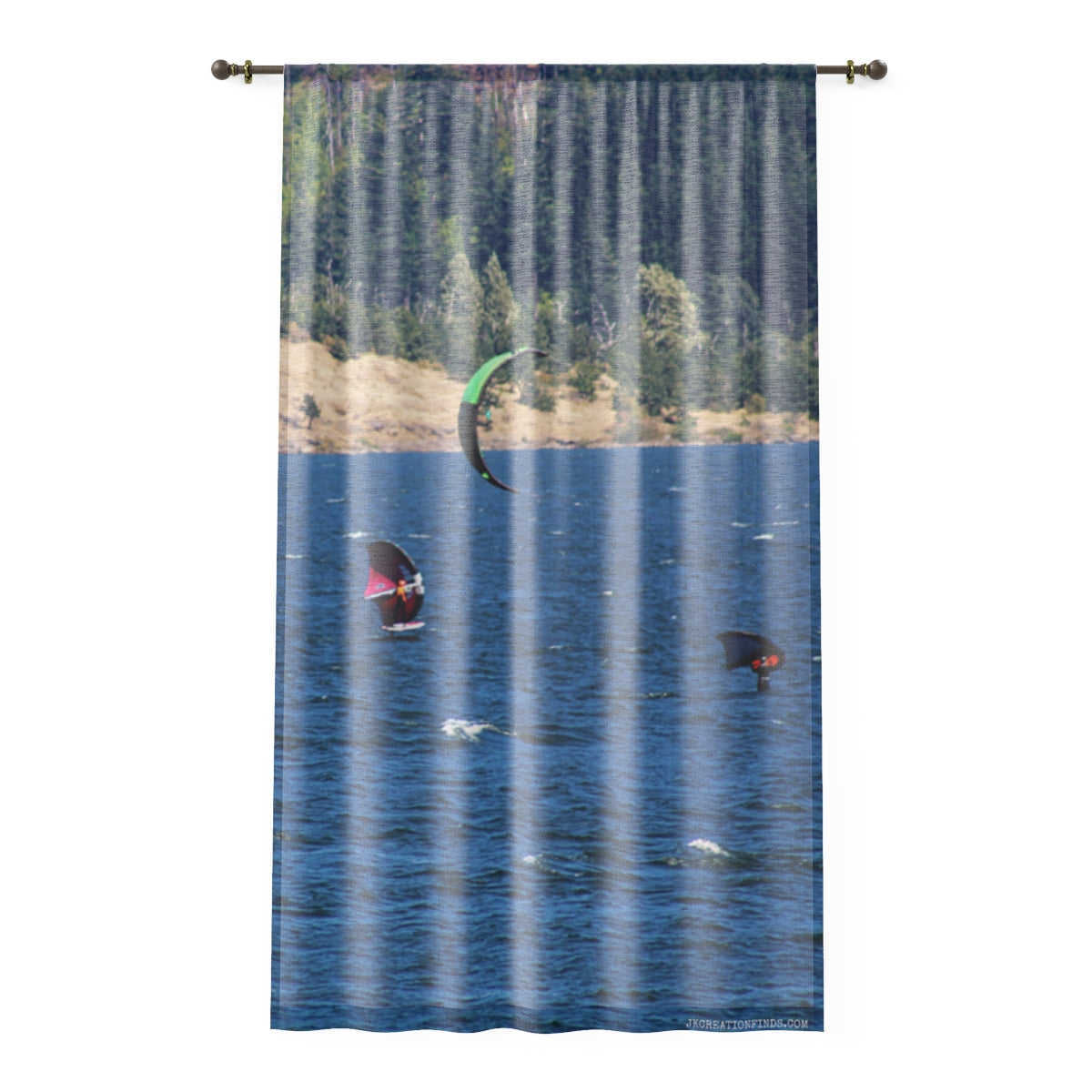 Scenic Kite Surfing Adventure Window Curtain