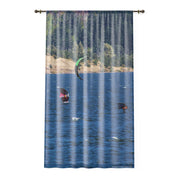 Scenic Kite Surfing Adventure Window Curtain