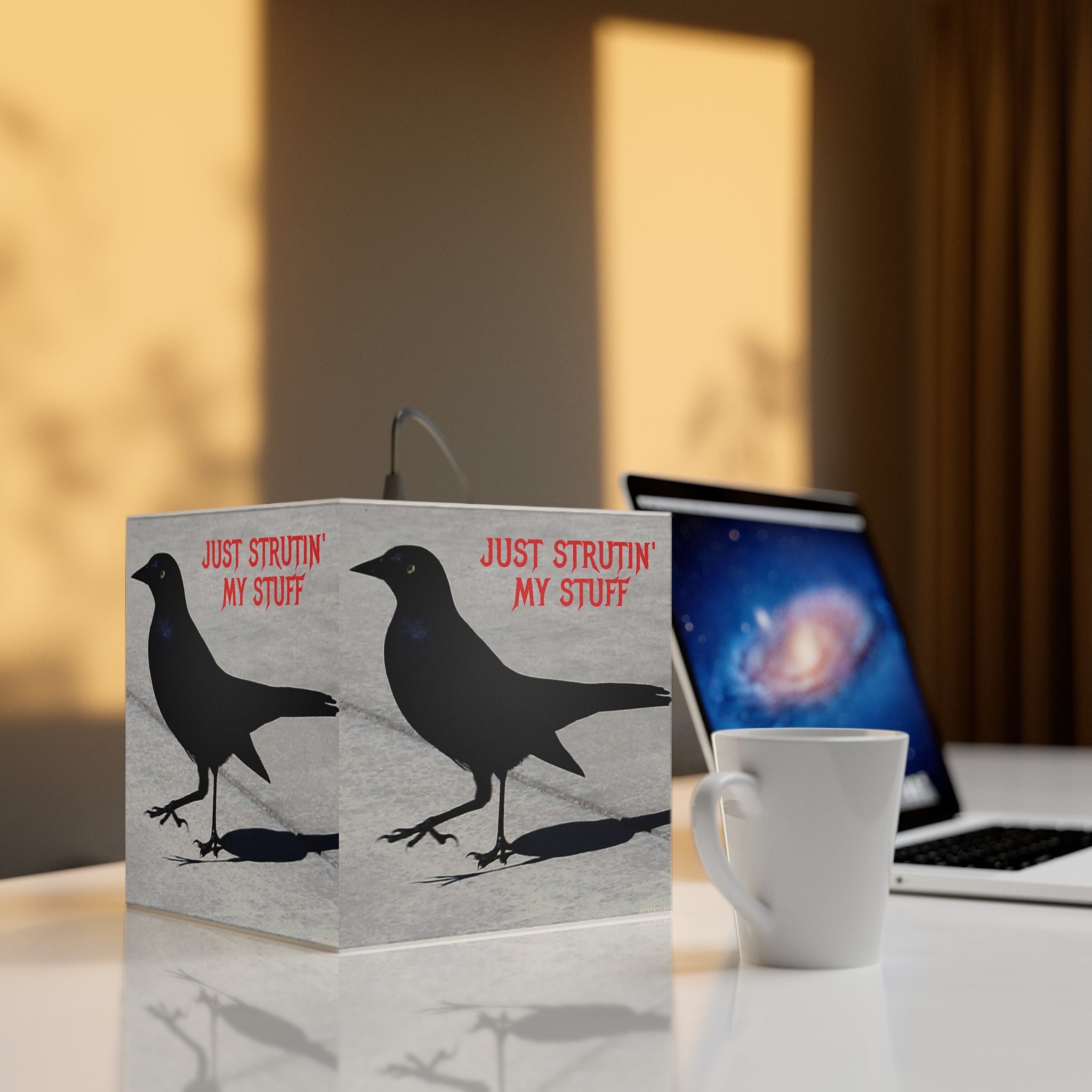 JUST STRUTIN' MY STUFF Black Crow Art Decor Cube product type