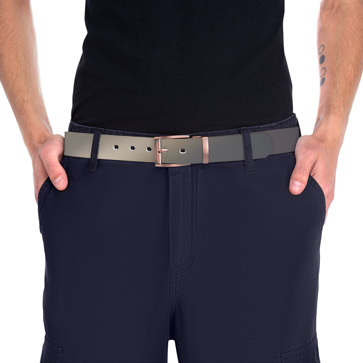 Stylish Men's Belt with Rose Gold Detailing Accessory