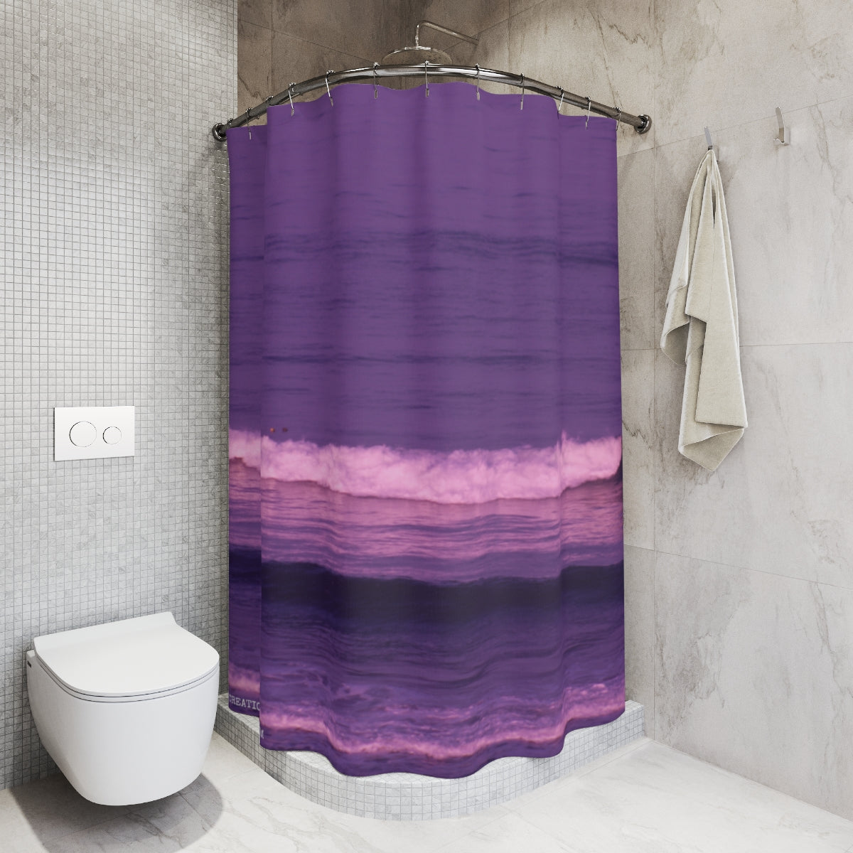 Purple and Pink Abstract Ocean Waves Shower Curtain