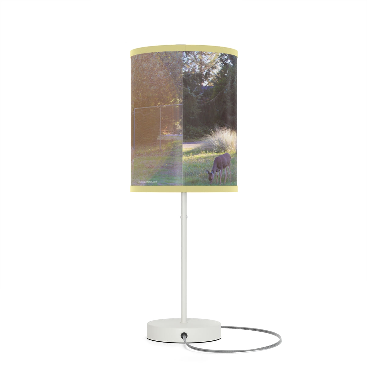 Scenic forest table lamp with deer artwork design