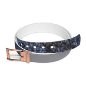Blue and White Patterned Belt with Rose Gold Buckle