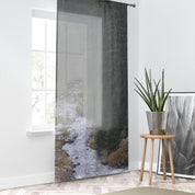 Tranquil Forest Stream Sheer Curtain for Living Room