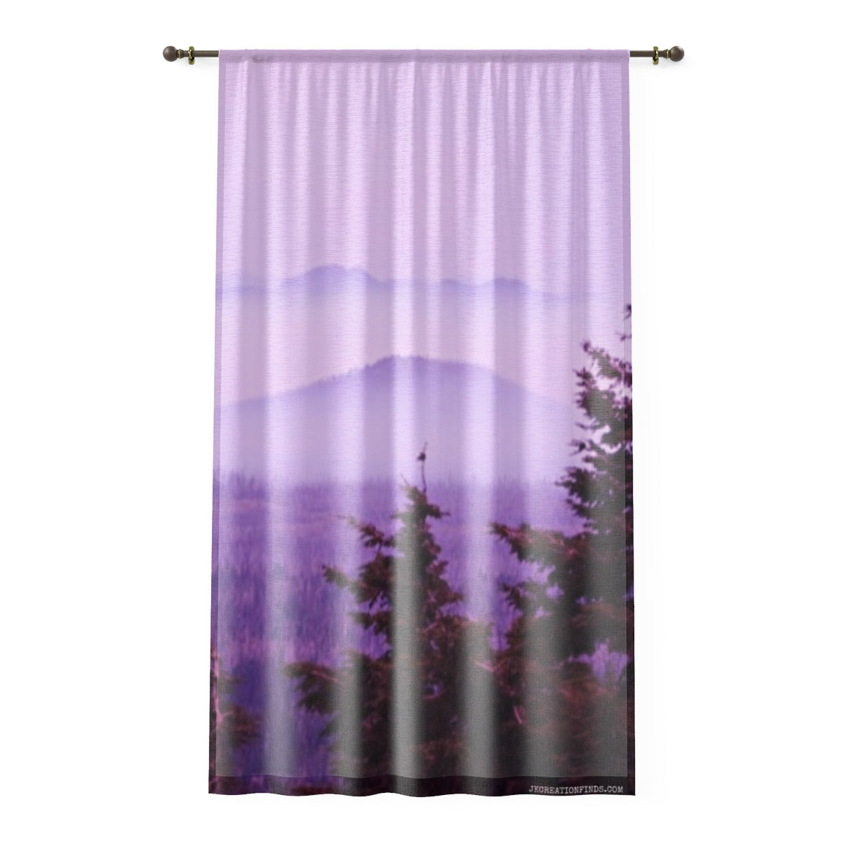 Misty Mountain Window Curtain, Purple Mountain Range View, Mountain Landscape Decor, Scenic Nature Art Curtain, Home Decor Curtains