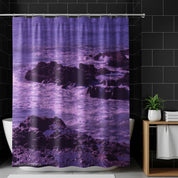 Purple Ocean Waves Decorative Shower Curtain