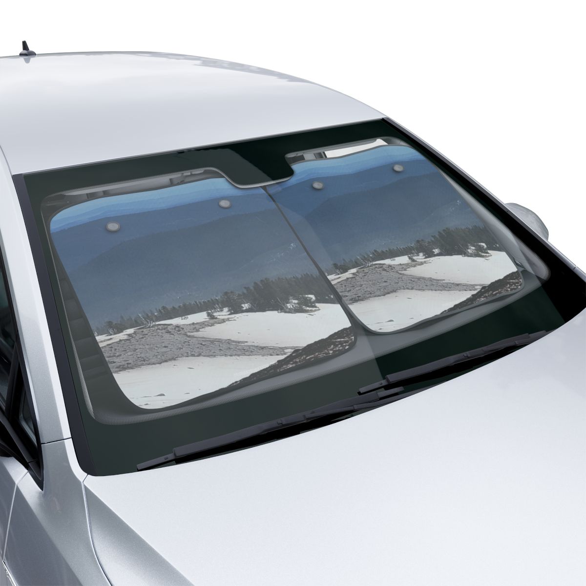 Scenic Snowy Landscape Car Windshield Sunshade