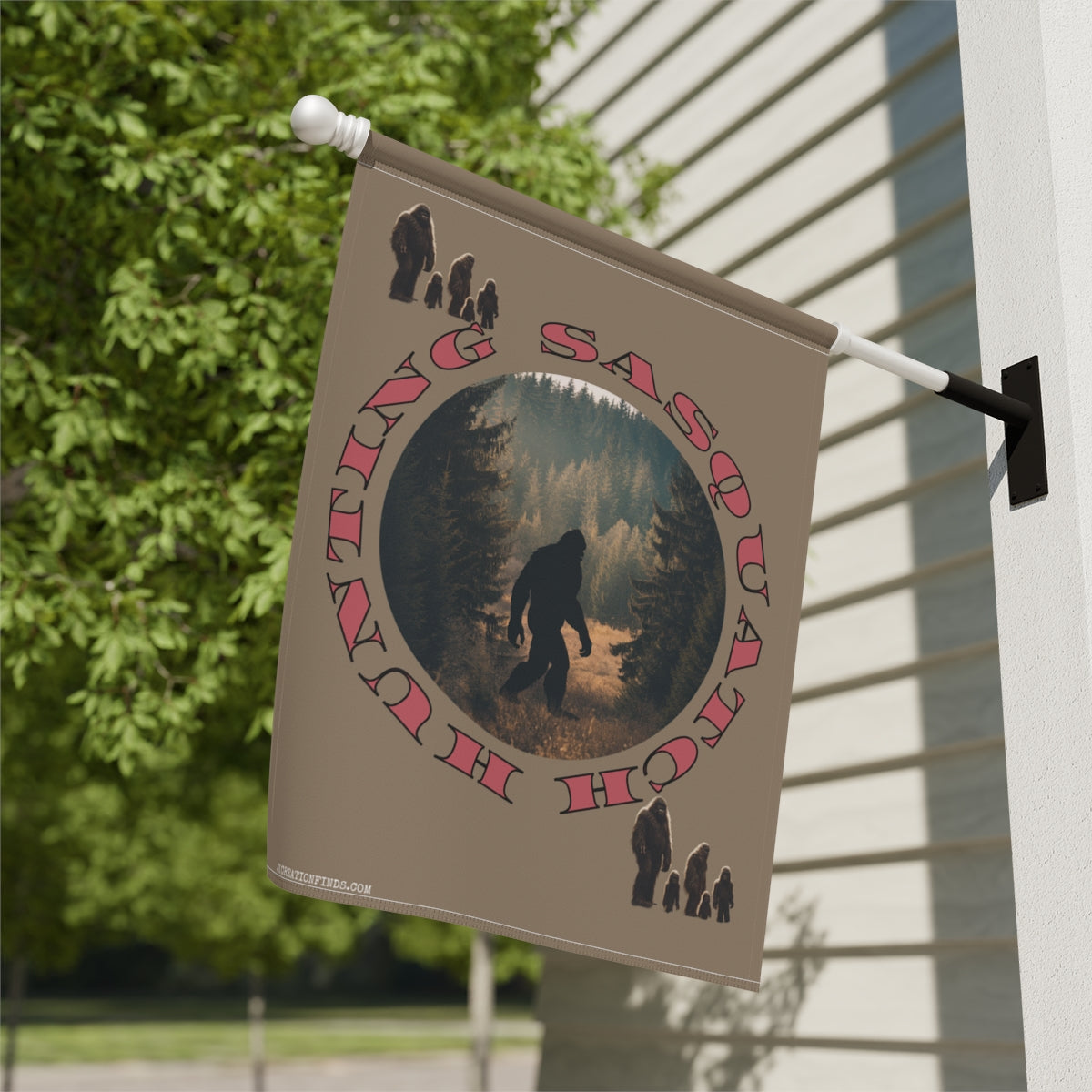 Hunting Sasquatch Flag with Bigfoot Silhouette Design