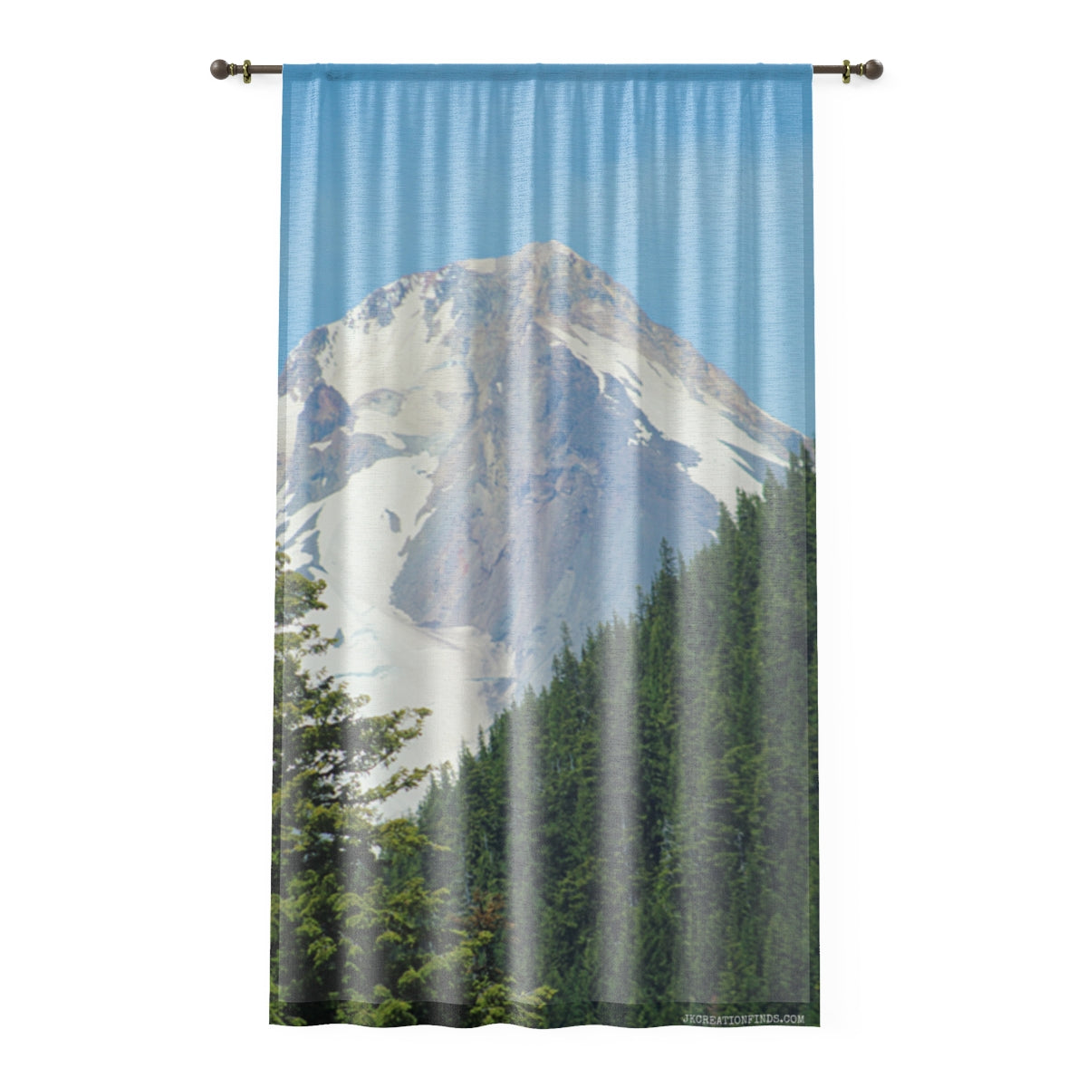 Mount Hood Window Curtain, Scenic Landscape Drapes, Mountain View Home Decor, Nature Inspired Curtain Panel, Forest Scene Window Treatment