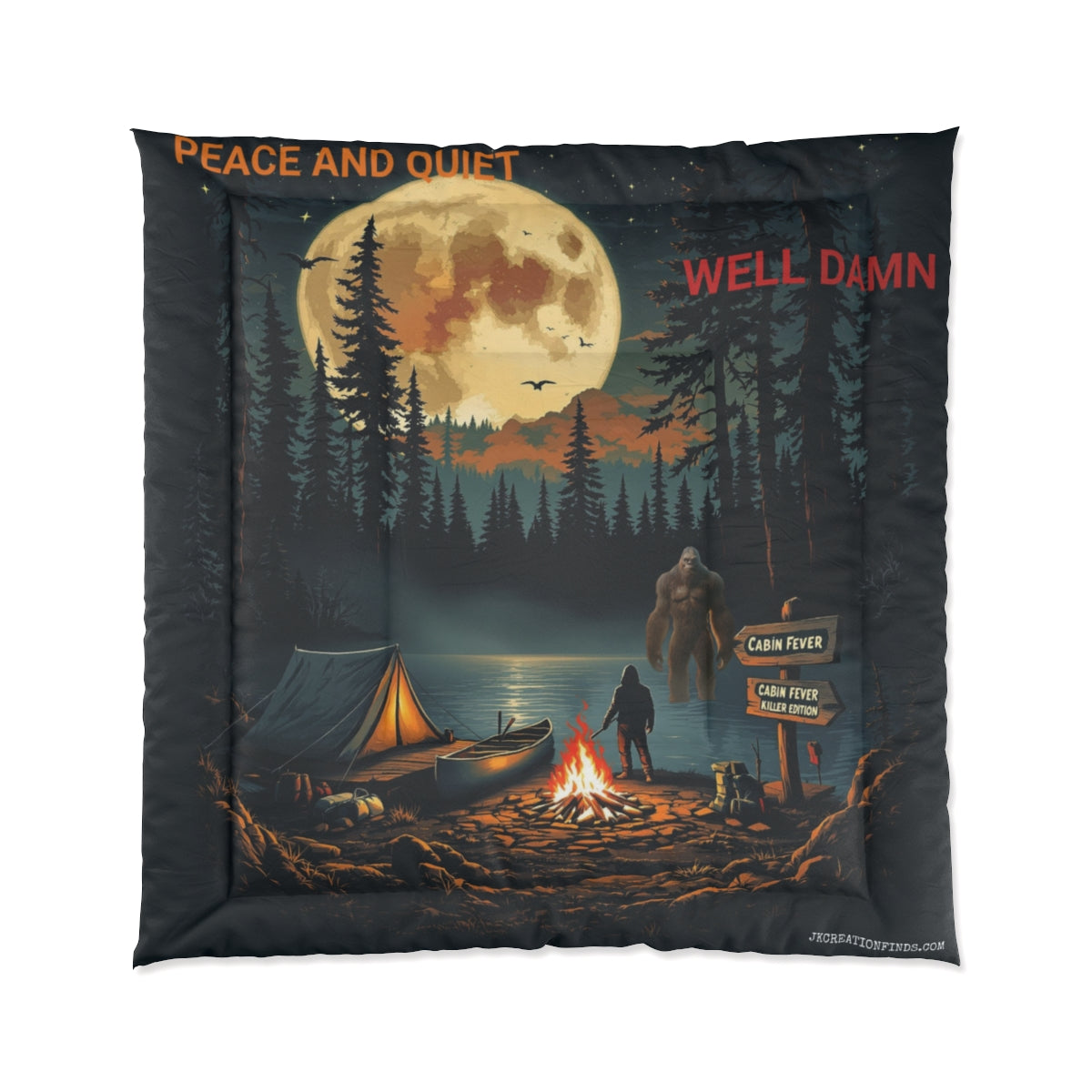 Peace and Quiet Well Damn Moonlit Camping Scene Blanket