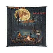 Peace and Quiet Well Damn Moonlit Camping Scene Blanket