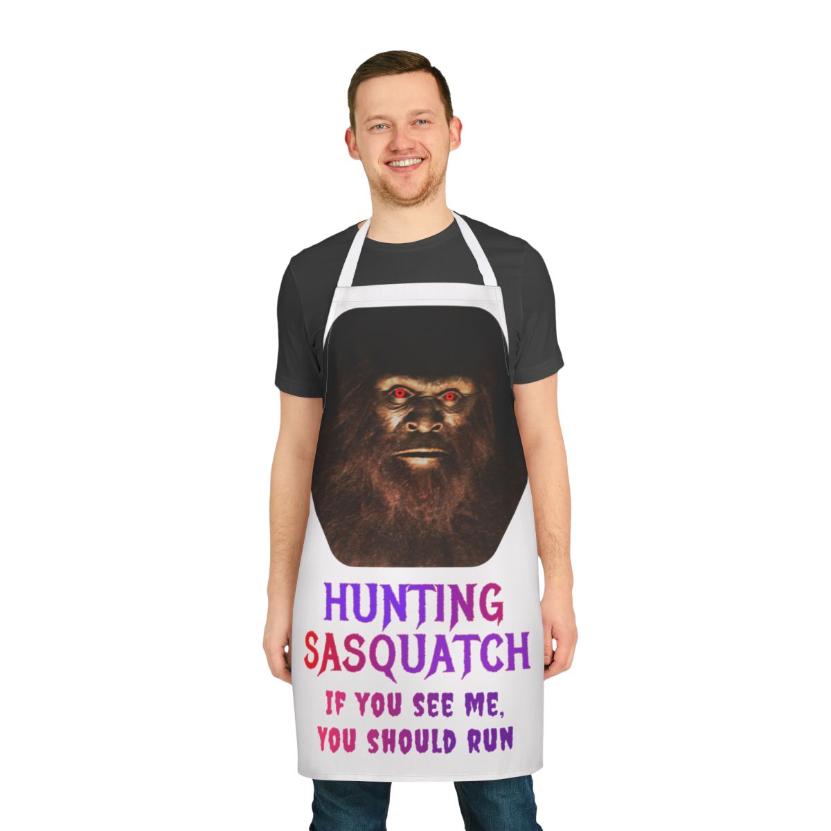 Hunting Sasquatch Funny Quote Apron with Bigfoot Design