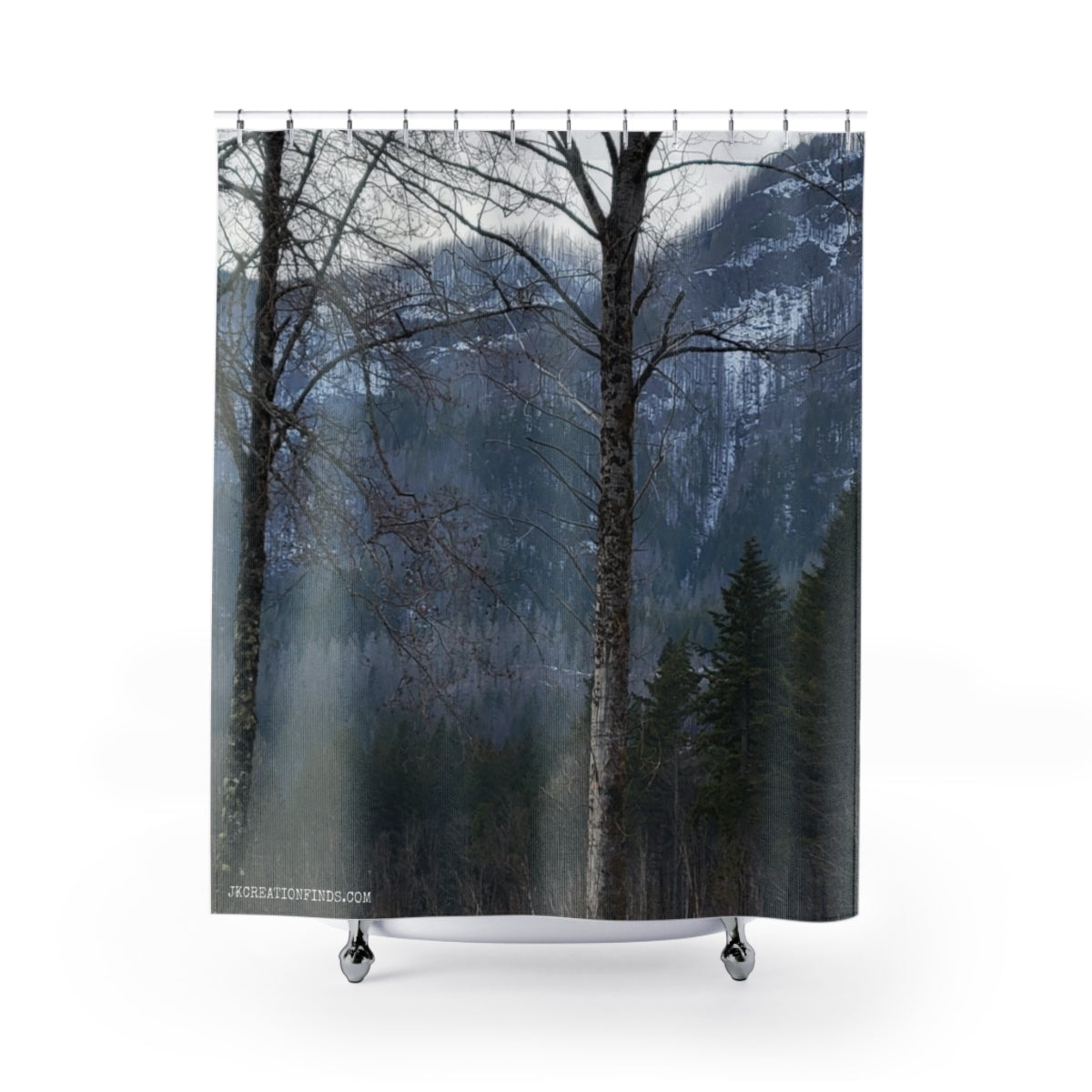 Scenic Mountain Forest Print Shower Curtain Product