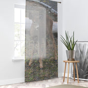 Deer Backdrop by a Window Sheer Curtain Panel