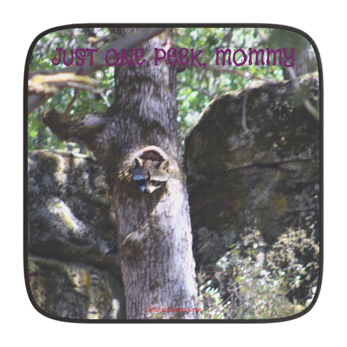 Just One Peek Mommy Raccoon Car Sun Shade