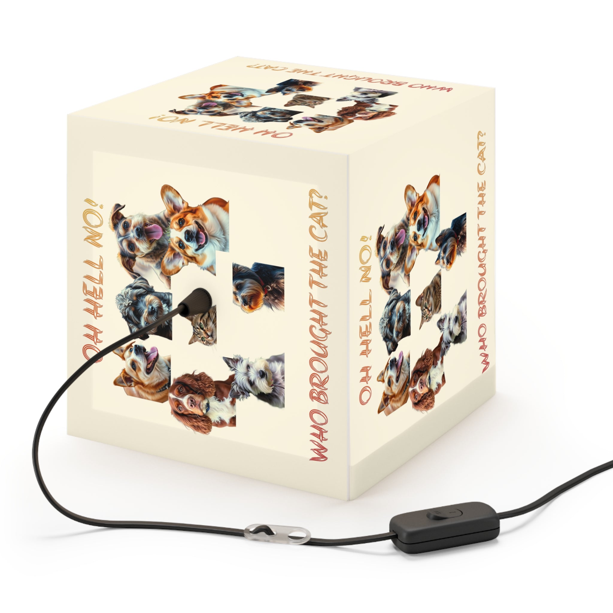Oh Hell No Who Brought The Cat Dogs Cats Light Box product type