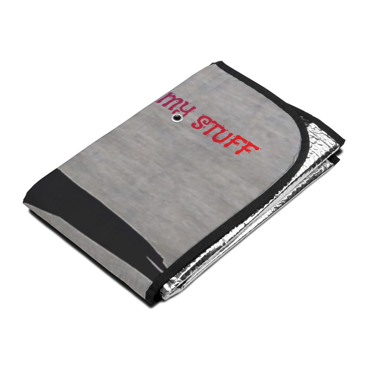 Stylish Foldable Sunshade with 'My Stuff' Text Design