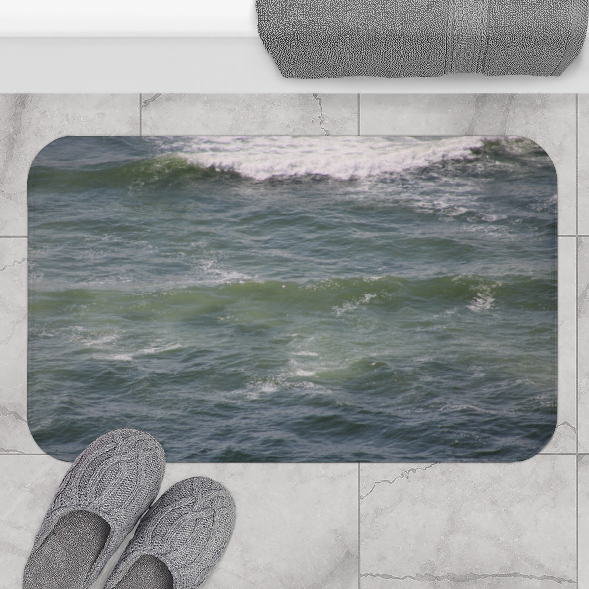 Ocean Waves Design Pattern Bathroom Mat product