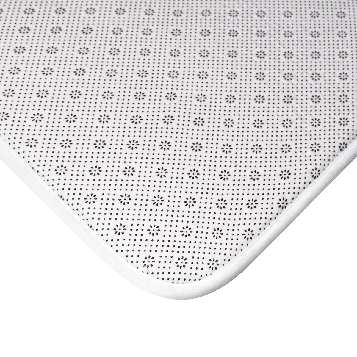 White Polka Dot and Flower Pattern Bath Mat Product