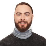 Stylish Blue and Grey Patterned Neck Gaiter Product