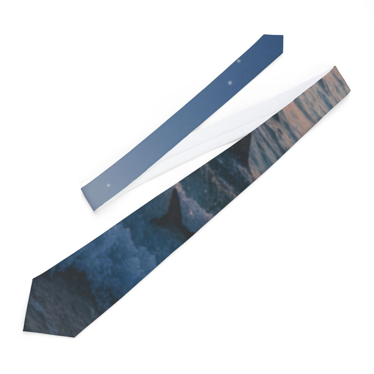 Ocean Waves and Whale Tail Print Tie