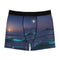 Boxer briefs with a serene ocean sunset and moon graphic.