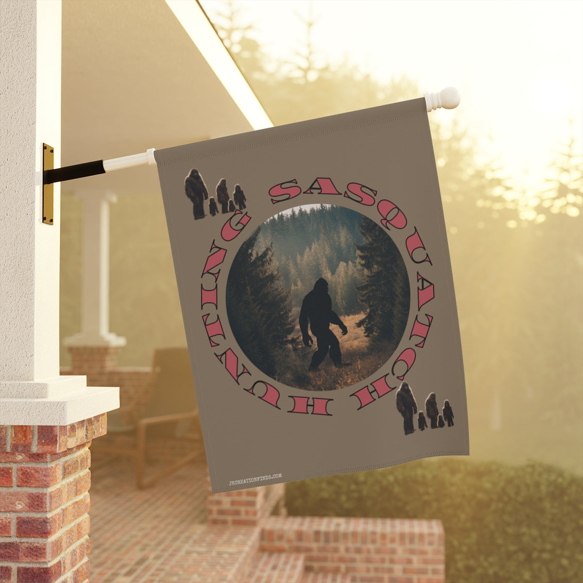 Hunting Sasquatch Flag Bigfoot Garden Decor Yard Banner
