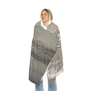 Cozy Hooded Blanket with Ocean Wave Design Blanket