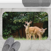 Deer Family in Forest Scenic Bath Mat Product
