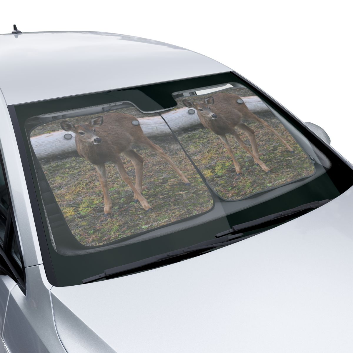 Deer Standing by Log Printed Car Windshield Sunshade