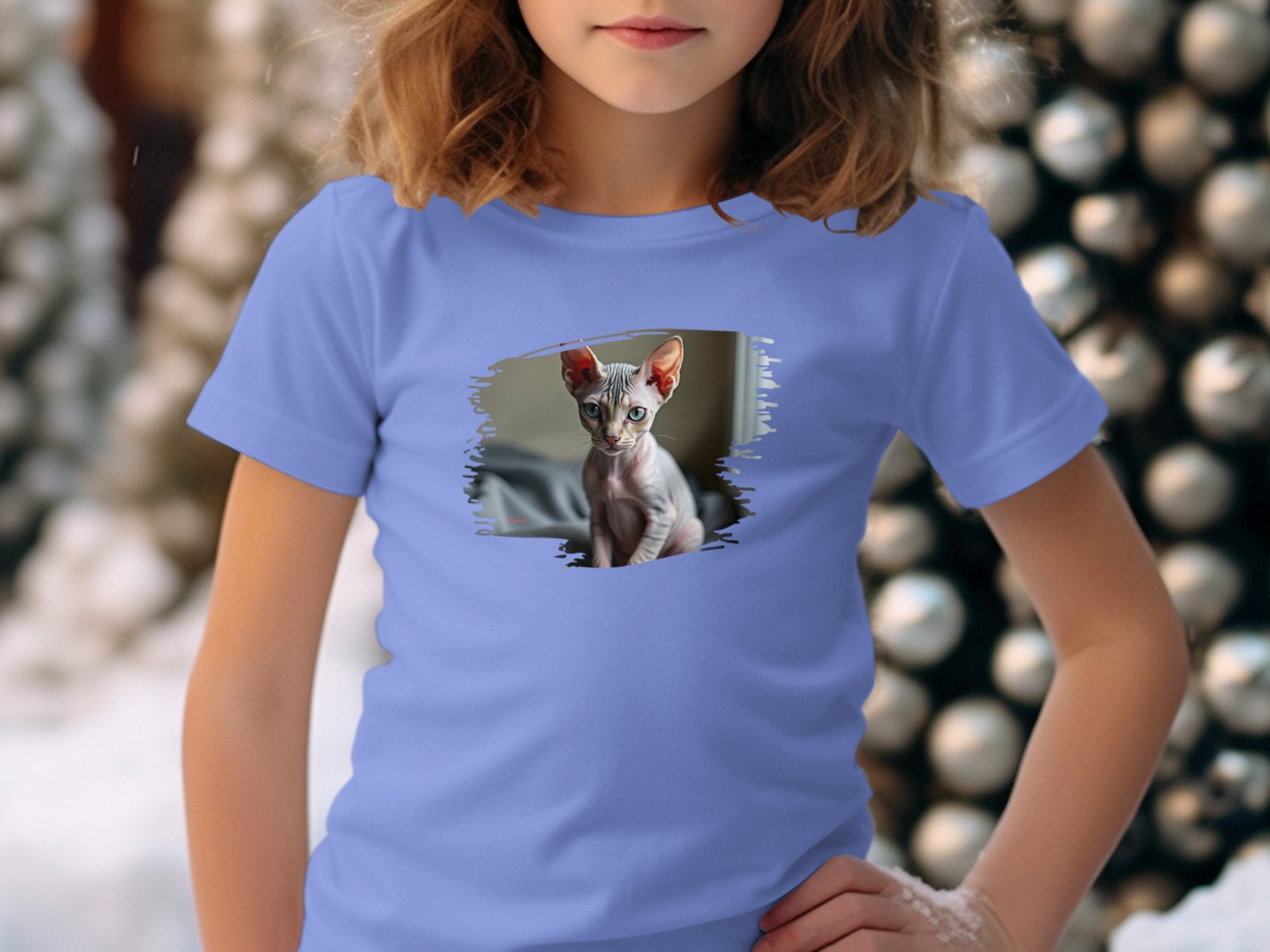 Cute Sphynx Cat Illustration T-Shirt, Unique Cat Lover Gift Tee