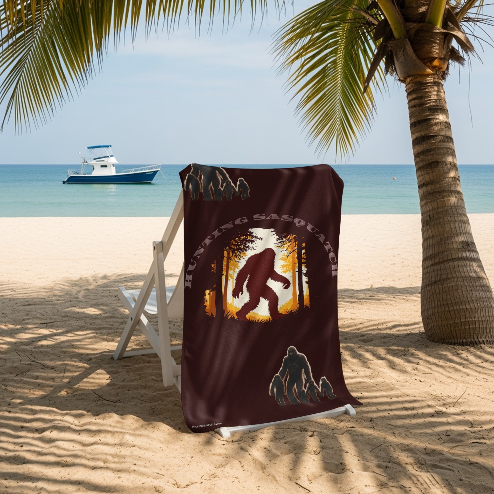 Lurking Sasquatch Beach Scene Blanket product