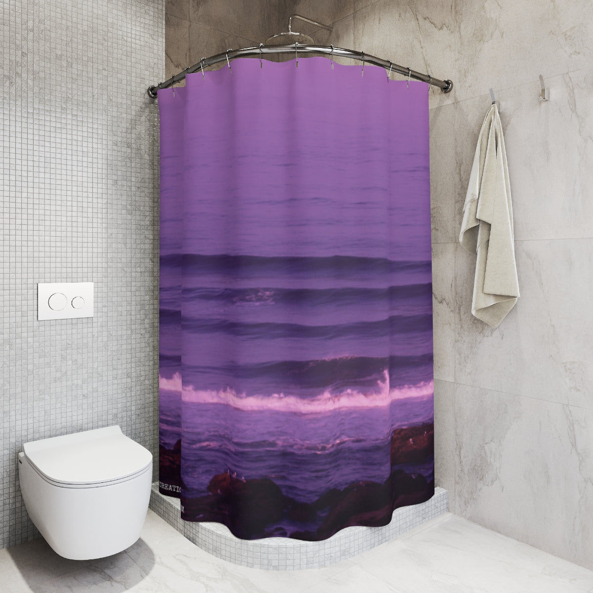 Tranquil Purple Ocean Waves Shower Curtain