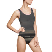 Sleek Black Swimsuit with Pink Accents Swimwear