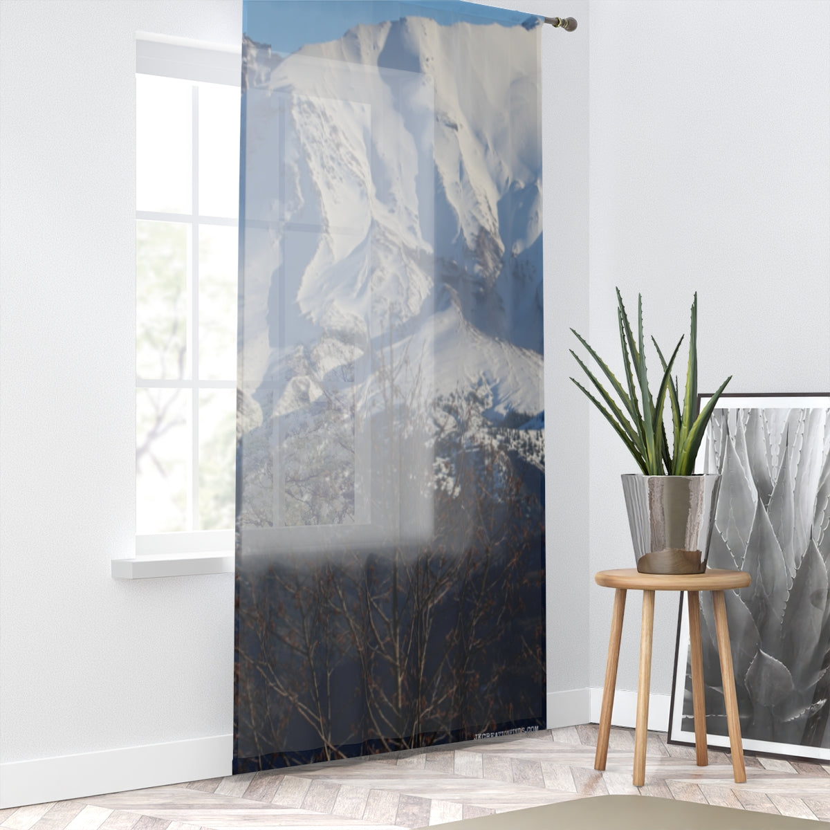 Snowy Mountain Window Curtain, Winter Mountain View, Nature Inspired Room Decor, Landscape Photography Curtain, Mountain Range Scenic View